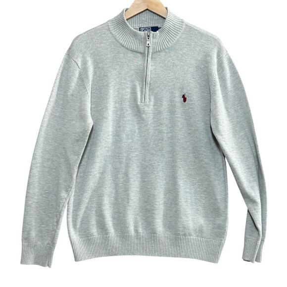 POLO RALPH LAUREN Men’s XXL Gray 1/3 Quarter Zip Pullover Preppy Old Money - Picture 1 of 8